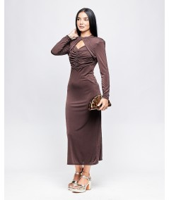 Vestido fruncido con nudo